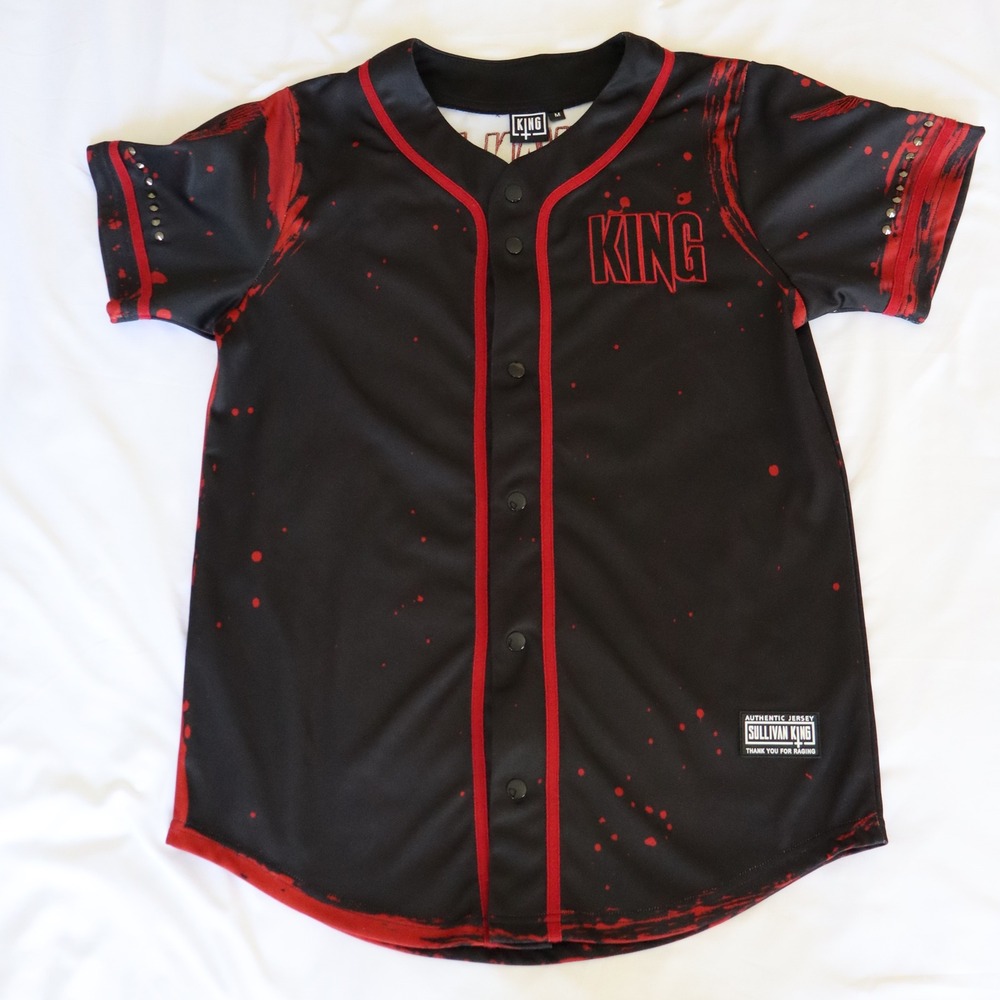 Sullivan King Blood Splatter Rave‎ Baseball Jersey Medium Festival Black Red